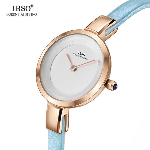 IBSO Genuine Leather Strap Quartz Watch Casual Bracelet Watch