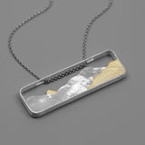 INATURE 925 Sterling Silver 3D Mountain Shell Pendant Necklace