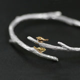 INATURE 925 Sterling Silver Bird on Branch Bracelet Bangles