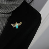 INATURE 925 Sterling Silver Blue Amazonite Queen Bee Brooch Pin