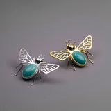 INATURE 925 Sterling Silver Blue Amazonite Queen Bee Brooch Pin