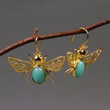 INATURE 925 Sterling Silver Blue Amazonite Queen Bee Earrings