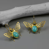 INATURE 925 Sterling Silver Blue Amazonite Queen Bee Earrings