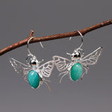 INATURE 925 Sterling Silver Blue Amazonite Queen Bee Earrings