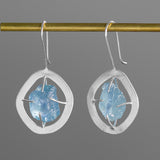 INATURE 925 Sterling Silver Blue Aquamarine Drop Earrings