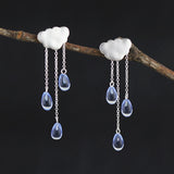 INATURE 925 Sterling Silver Blue Crystal  Cloud Drop Earrings