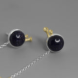 INATURE 925 Sterling Silver Blue Golden Sand Stone Intelligent Extraterrestrials Drop Earrings