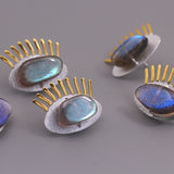 INATURE 925 Sterling Silver Blue Labradorite Big Eye Brooch Pin