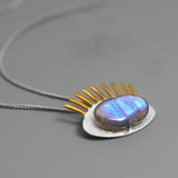 INATURE 925 Sterling Silver Blue Labradorite Pendant Necklace