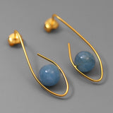 INATURE 925 Sterling Silver Blue Labradorite Eye Shape Stud Earrings