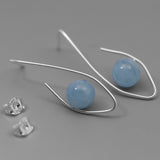 INATURE 925 Sterling Silver Blue Labradorite Eye Shape Stud Earrings