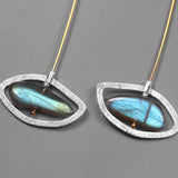 INATURE 925 Sterling Silver Blue Labradorite Personality Eye Drop Earrings