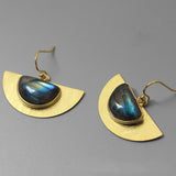 INATURE 925 Sterling Silver Blue Labradorite Personality Geometric Earrings