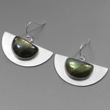 INATURE 925 Sterling Silver Blue Labradorite Personality Geometric Earrings