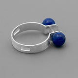 INATURE 925 Sterling Silver Blue Lapis Lazuli Geometric Rings