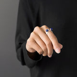 INATURE 925 Sterling Silver Blue Lapis Lazuli Geometric Rings