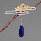 INATURE 925 Sterling Silver Blue Lapis Lazuli Vintage Cloud Water Drop Brooch Pins