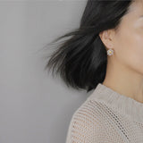 INATURE 925 Sterling Silver Clear Crystal Flower Drop Earrings