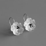INATURE 925 Sterling Silver Clear Crystal Flower Drop Earrings