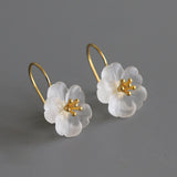 INATURE 925 Sterling Silver Clear Crystal Flower Drop Earrings