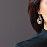 INATURE 925 Sterling Silver Creative Jewelry Fashion Red Coral Moon Drop Earrings