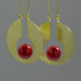 INATURE 925 Sterling Silver Creative Jewelry Fashion Red Coral Moon Drop Earrings