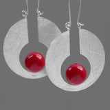 INATURE 925 Sterling Silver Creative Jewelry Fashion Red Coral Moon Drop Earrings