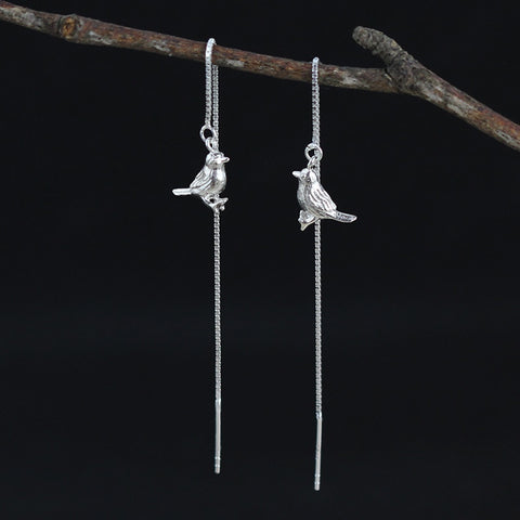 INATURE 925 Sterling Silver Cute Animal Bird Long Drop Earrings