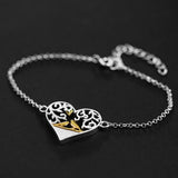 INATURE 925 Sterling Silver Cute Bird Heart Bracelet