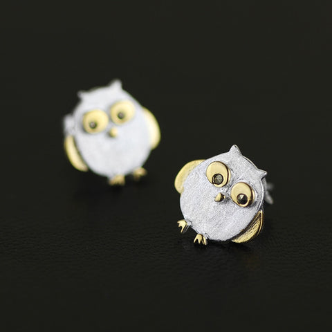 INATURE 925 Sterling Silver Cute Owl Stud Earrings