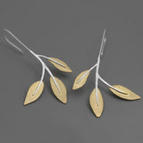 INATURE 925 Sterling Silver Dancing Leaves Drop Earrings