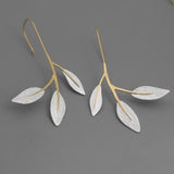 INATURE 925 Sterling Silver Dancing Leaves Drop Earrings