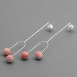 INATURE 925 Sterling Silver Fashion Blue Pink Ball Geometric Stud Earrings