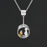 INATURE 925 Sterling Silver Fashion Cat Pendant Necklace