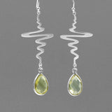 INATURE 925 Sterling Silver Fashion Curve Geometric Lemon Crystal Earrings