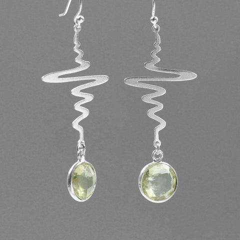 INATURE 925 Sterling Silver Fashion Curve Geometric Lemon Crystal Earrings