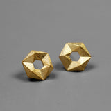 INATURE 925 Sterling Silver Fashion Geometric 3D Hexagon Stud Earrings