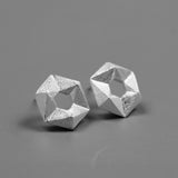 INATURE 925 Sterling Silver Fashion Geometric 3D Hexagon Stud Earrings