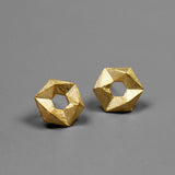 INATURE 925 Sterling Silver Fashion Geometric 3D Hexagon Stud Earrings