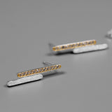 INATURE 925 Sterling Silver Geometric T Bar Zircon Stud Earrings