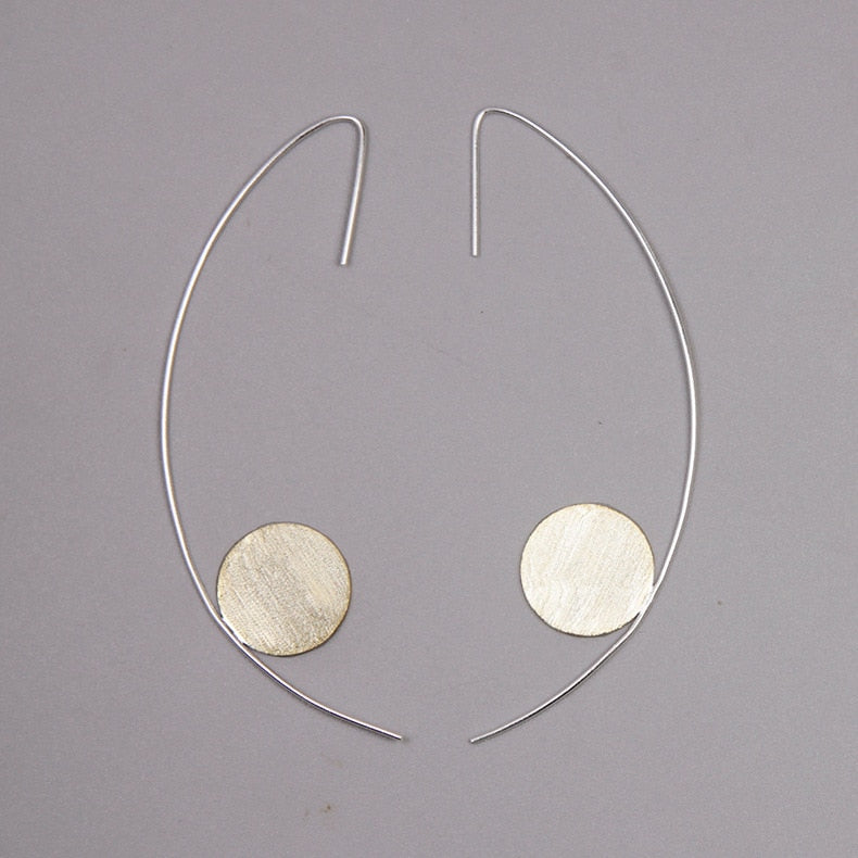 INATURE 925 Sterling Silver Fashion Geometric Wire Round Dangle Earrings