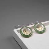 INATURE 925 Sterling Silver Natural Aventurine Mountain Round Drop Earrings