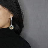 INATURE 925 Sterling Silver Natural Aventurine Mountain Round Drop Earrings