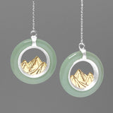 INATURE 925 Sterling Silver Natural Aventurine Mountain Round Drop Earrings
