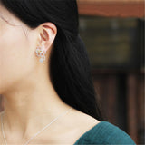 INATURE 925 Sterling Silver Fashion Honeycomb Bee Stud Earrings