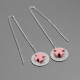 INATURE 925 Sterling Silver Fashion Jewelry Pink Cross Stud Earrings