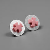 INATURE 925 Sterling Silver Fashion Jewelry Pink Cross Stud Earrings