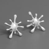 INATURE 925 Sterling Silver Fashion Jewelry Splashing Water Unique Metal Stud Earrings
