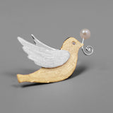 INATURE 925 Sterling Silver Fashion Peace Dove Brooch Pin