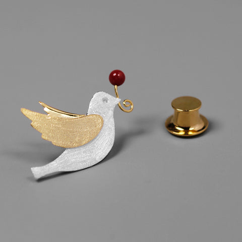 INATURE 925 Sterling Silver Fashion Peace Dove Brooch Pin